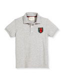 Short-Sleeve Pique Polo Shirt, Gray, Size 4-12