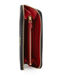 Saffiano Double Bicolor Wallet, Black/Red (Nero+Fuoco)