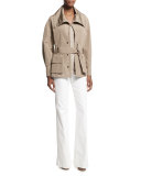 Mid-Rise Flare-Leg Jeans, White
