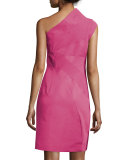One-Shoulder Bias-Cut Dress, Hot Pink