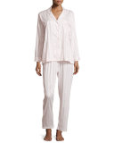 Tina Shadow-Stripe Long-Sleeve Long Pajama Set