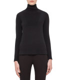 Turtleneck Vented-Hem Sweater, Black