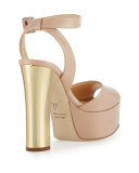 Lavinia Patent Platform Sandal, Blush