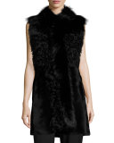 Cyrene Shearling & Fox Fur Vest, Black