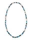 Long Single-Strand Agate Necklace, Blue