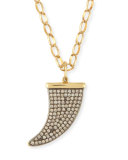 Large Pavé Diamond Horn Pendant Necklace