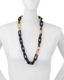 Horn and Gold-Plated Medium Link Necklace, 32"