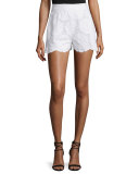 High-Waist Sunflower-Lace Shorts, White