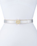 Reversible Leather Logo Belt, Gold/Silver