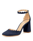 Lauren Scalloped D'Orsay Pump, Blue Lagoon