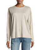 Relaxed Long-Sleeve Pima Cotton Crewneck Tee