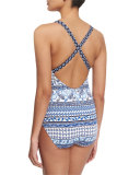Paisley-Print V-Neck One-Piece Swimsuit