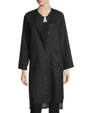 Long Organic Linen Jacket, Black  
