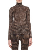 Cheetah-Print Turtleneck Sweater, Date/Steppe