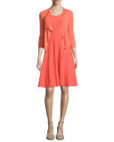 Twirl Sleeveless Knit Dress, Hot Coral 
