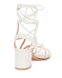 Metallic Loop-Caged Gladiator Sandal, Off White