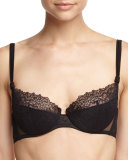 Lace Flirt Demi-Cup Bra, Black