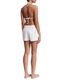 Aquila Embroidered Shorts W/Waist Tie, White