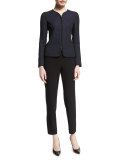 Slim-Leg Stretch-Wool Ankle Pants, Black