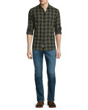 Beach Check Long-Sleeve Sport Shirt, Olive