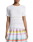 short-sleeve cable-knit sweater 