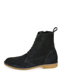 Suede Lace-Up Boot, Gray