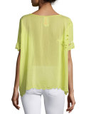 Flo Short-Sleeve Embroidered Top, Petite