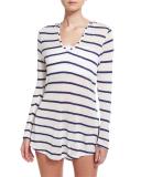 Striped Hoodie Coverup Tunic