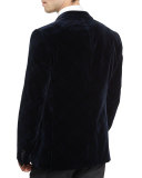M-Line Plaid Velvet Satin-Lapel Jacket