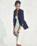 Daytona Pinstriped Cutaway Blazer, Black/White