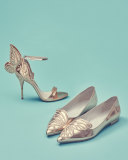 Chiara Butterfly Wing Ankle-Wrap Sandal, Gold