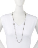Sterling Etched Dot Chain Necklace, 36"L