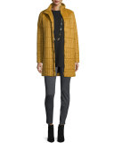 Quilted Nylon Knee-Length Coat