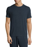 Crewneck Short-Sleeve Knit Tee, Charcoal