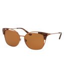Oversized Open-Inset Cat-Eye Sunglasses, Rose Gold