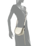 Unlined Studded Saddle Bag, Antique White