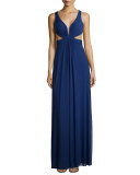 Sleeveless Knotted Chiffon Dress, Navy