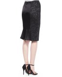 Paneled Subtle Floral Sparkle Knit Skirt