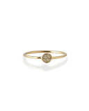 Yellow Gold Pave Diamond Disc Ring, Size 6