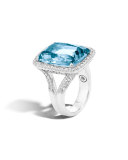 Faceted Topaz & Pavé Diamond Ring, 0.62 tdcw