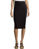 Washable Wool Ribbed Pencil Skirt