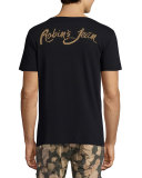 Golden Embellished Eagle Logo T-Shirt, Black