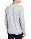 Long-Sleeve Henley Shirt, Light Gray