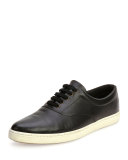 Malibu Leather Lace-Up Sneaker, Black