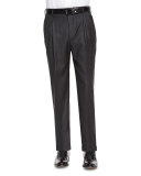 Bennett Pleated Super 150's Trousers, Charcoal