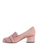 Marmont Fringe Suede 55mm Loafer, Crystal Pink 