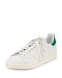 Stan Smith Snake-Cut Leather Sneaker, Crystal White/Green