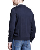 Fine-Gauge V-Neck Sweater, Plum