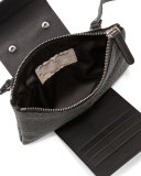 Leather-Tab Small Monili Crossbody Pouch, Black