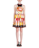Floral-Print Fit-&-Flare Dress, Rainbow Stripe